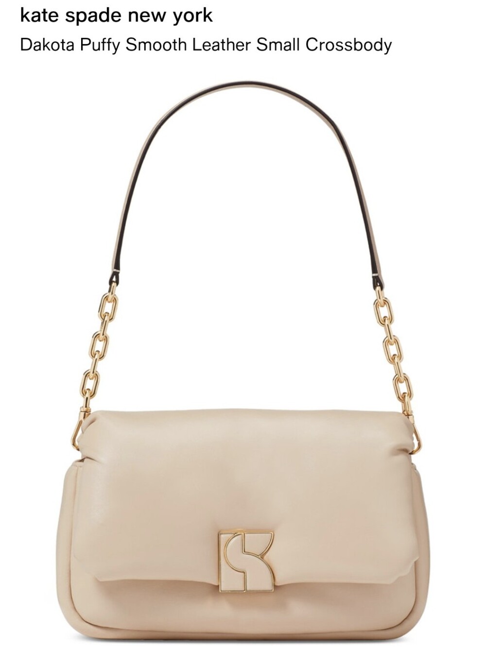 New W/Tag KATE SPADE purse Puffy Beige Shoulder Bag Gold Chain & Ajustable Strap